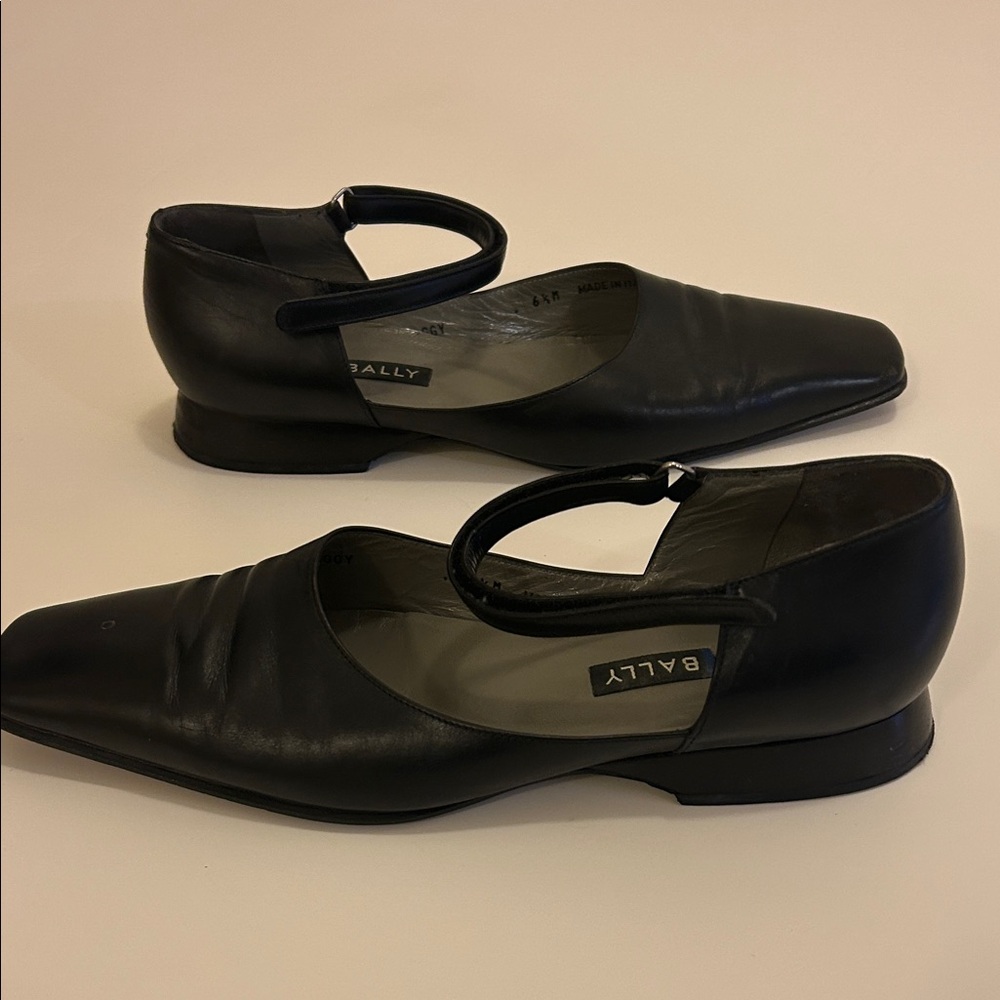 Bally Black Leather Mary Jane Loafers with Ankle Strap - Picture 3 of 8
